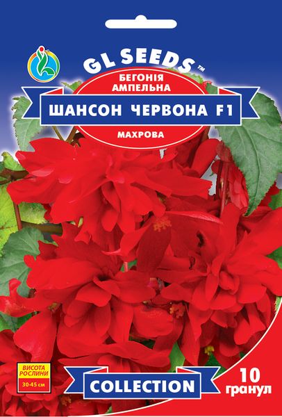 Насіння Бегонiї ампельної Шансон червона F1 (10шт), Collection, TM GL Seeds