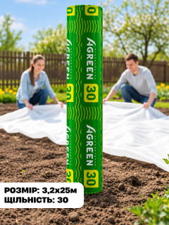 Агроволокно в рулоне белое ТМ "Agreen" плотность 30 (3,2х25)