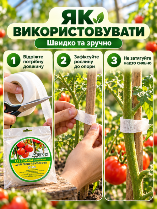 Садова стрічка для підв'язки Agreen 2см х 50м біла ТМ "Agreen"