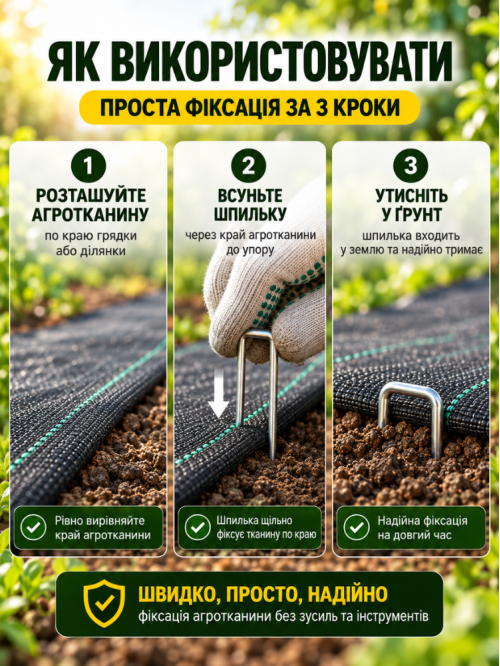 Шпилька металева для кріплення агроволокна ТМ "Agreen" 20 см. ТМ "Agreen" (50 шт. в упаковці)