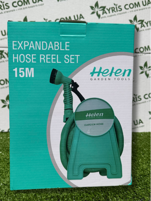 Садовий шланг розтяжний для поливу з котушкою та розпилювачем (Helen Garden Tools) 15 м.