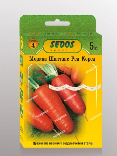 Морква "Шантане Ред Кор" ТМ "SEDOS" на стрічці 5 м. (250 насінин)